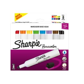 Sharpie Acuacolor Marcador Base Agua, Punca Cincel/Biselada, Colores Surtidos, 8 Piezas, 2184200