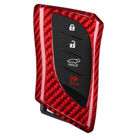 T-carbon Key Fob Cover Compatible with Lexus,Real Carbon Fiber Key Fob Protector Fits for Lexus GX LC LS RZ RX ES NX Remote Key Case,Red