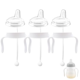 Spout Sippy Cup Conversion Kit for Mam Baby Bottles, Soft Top and Weighted Straw Transition Kit with Handles, Pack of 3