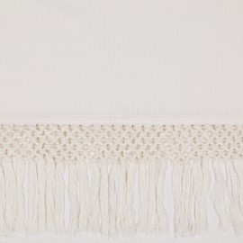 Mercantile Lucinda Light Filtering Window Curtain with Attached Knotted Fringe Valance (1 Panel), 50 in x 108 in, Off White
