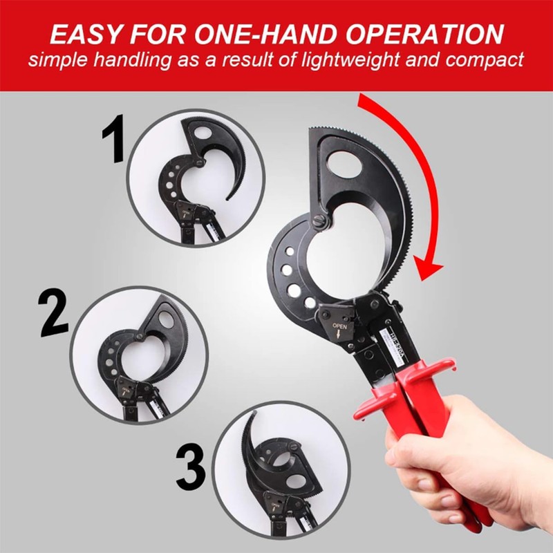 Jargrovs Cable Cutter with Ratchet, Cable Cutter, HS-520A Ratchet Cutter