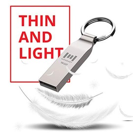 MOSDART - Unidad flash USB 2.0 impermeable de 16 GB, memoria de metal FAT32 con llavero, para respaldo del sistema, almacenamiento de datos, color plateado (paquete de 10)
