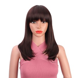 Tsnomore Mixed Brown Wigs for Women, Shoulder-length Short Synthetic Wig, Natural Wig for Daily wear (Shoulder Length Brown)