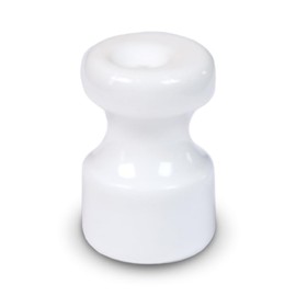 FANTON White Ceramic Insulator Set of 6 Insulators Diameter 16 mm H 25 mm for Vintage Silk Cable Installations Complete with Brass-Plated Screws 89030-B