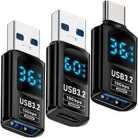 DKARDU 3 Pcs USB C to USB3.2 Digital Display Adapter, LED Display Type C USB C Female to Type A Male Converter, for PC Laptop USB Charger Rechargeable Battery