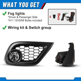 Fog Lights compatible for 2016 Scion IM / 2017 2018 Toyota Corolla IM Driver Passenger Replacement Lamps Assembly