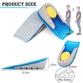 Xinlon Shoe Insoles Gel, Insoles Sport, Shoe Insoles Increase 2.5 cm, Invisible Insoles, Shock Absorption, Height Increase Insoles, Breathable and Soft for Men and Women (2.5 cm)