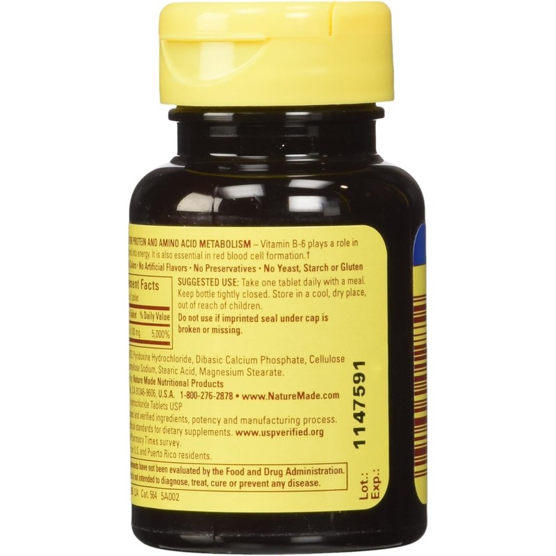 Nature Made Vitamin B-6 100 Mg, Tablets, 100-Count (Pack of