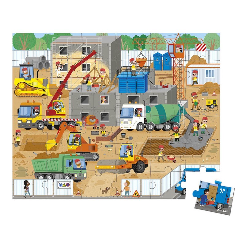 Janod - J02604 Children's Puzzle The Construction Site 36 Pieces