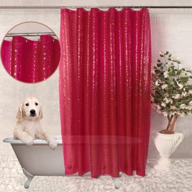 VENICE COLLECTIONS Shower Curtain Liner 3D Semi Transparent Heavy 8G Thick PEVA Waterproof Plastic Metal Grommets and Weighted Magnets 70 x 72 inches with Hooks Water Cube Burgundy