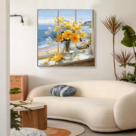 PRASIO Paint by Numbers Kit for Adults Beginner, Flowers Adult Paint by Number Kits on Canvas, DIY Acrylic Watercolor Oil Paint by Number for Adults for Home Decor Gift 16x16 Inch