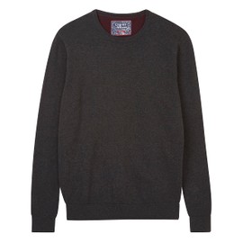 Charles Wilson Men's Fine Knit Cotton Crew Neck Jumper (M, Charcoal (0422))