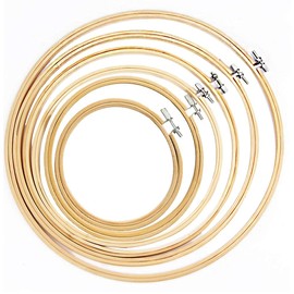 QincLing 6 Pieces Cross Stitch Ring, Round Embroidery Hoop Set, Sewing Circle Cross Stitch Hoop, Cross Stitch Frame, Embroidery Hoop, Bamboo Rings, Embroidery Hoop, Wood for DIY Embroidery, Crafts,