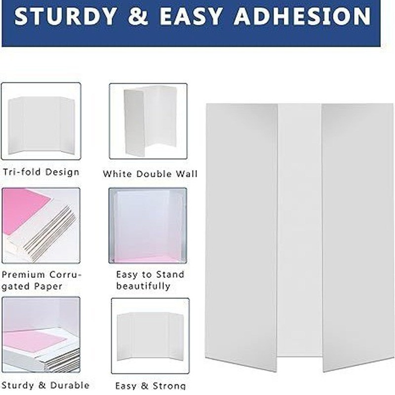 Sotitime 4PCS Trifold Poster Board Presentation Board Science Fair Display