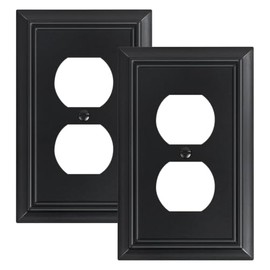 1-Pack Duplex Outlet Cover Plate, Decorative Matte Black Switch Plates and Outlet Covers, Natural Bamboo Fiber Wall Plates for Electrical Outlets, 1 Gang Receptacle Cover, Corrosion Resistant