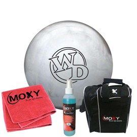 Columbia 300 White Dot Diamond Bowling Ball | Moxy Strike Black Bowling Bag | Moxy Red Micro Fiber Towel | Moxy Xtreme Power Cleaner Package 16lbs