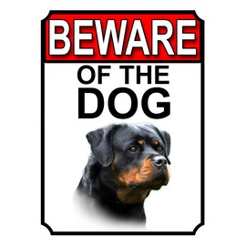 BEWARE OF THE DOG METAL GATE SIGN ROTTWEILER 200MM X 150MM (1147H1)