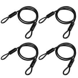 4 Pcs 2½ ft Black Security Cable Luggage Lock Safety Cable Wire with Double Looped Ends, 5mm Iron Galvanized PVC Coated Braided Security Cable, 220 lb Breaking Force