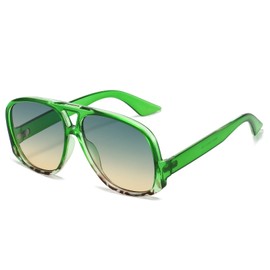 LJCZKA Retro Oversized Sunglasses for Men Women, Vintage 70s Pilot Sunglasses Double Bridge Classic Shades UV400 Protection