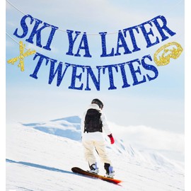 Ski Ya Later Twenties Banner, Apres Ski Birthday Party Decorations, RIP 20s, 30th Skiing Birthday Party Decoration, Sport Skier Bday Party Decorations Blue Glitter