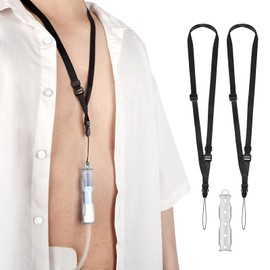 APDTEK Peritoneal Dialysis Transfer Set Catheter Holder Accessories for Baxter 5C4482 5C4483, PD Secure Shower Support for Men Women with 2 PCS Ajustable Neck Lanyards - Clear