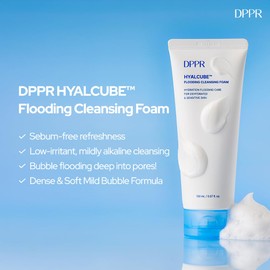 DPPR HYALCUBE Flooding Cleansing Foam, Face Wash, Facial Cleanser, Pore Care & Glass Skin, Korean Skincare, Hyaluronic acid, LHA, PHA, Hydrating, Korean Face Wash for Dry Skin(5.07 fl oz / 150ml)