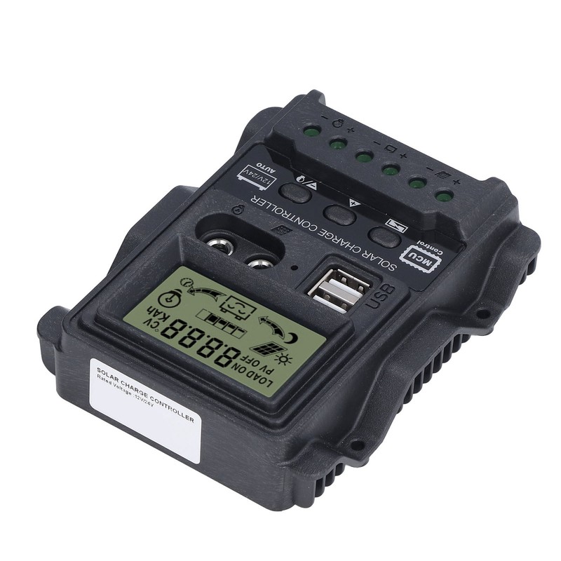Dual USB Solar Charge Controller ABS LCD Display PWM Charging