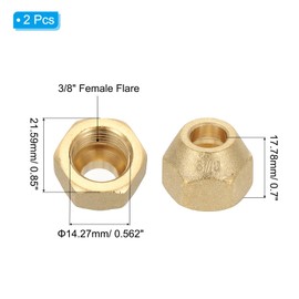 PATIKIL 3/8" Brass Flare Nut, 4Pcs 45 Degree SAE Union Tube Fitting Coupling Brass Pipe Fitting Sealing Cap Connector Adapter for Air Conditioner Copper Pipe Extension Gas Line, Matte
