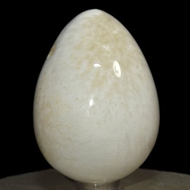 2.3" White Scolecite Egg Natural Zeolite Mineral Sparkling Crystal Polished Gemstone - India + Stand