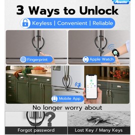 Fingerprint Refrigerator Lock, Anweller Baby Proofing Child Safety Fridge Lock for Adults, Keyless Electronic Digital Bluetooth Cable Lock for French Door Fridge, Outdoor Fence, Gate, Bike