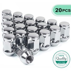 SINGWAYS M12x1.5 Lug Nuts, Lug Nuts Set Compatible with Ford Fusion 2006-2020 Focus 2000-2018/Escape 2001-2023 /Jeep Compass 06-2017/Jeep Patriot 07-2017, Chrome Closed End Wheel Lug Nuts Set - 20 PCS