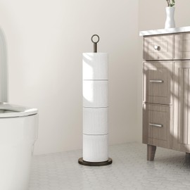 Toilet Roll Holder Stand (with Reserve Function), Free Standing Toilet Roll Holder, Stainless Steel Toilet Roll Holder, Stand for Bathroom and Toilet, Replacement Rolls