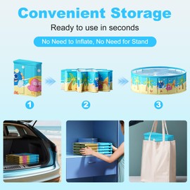 Foldable Swimming Pool for Kids 63"x18" Hard Plastic Portable Dog Pool Anti-Slip Collapsible Pets Bathtub Kiddie Pool Indoor Outdoor Backyard