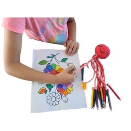 !! IDEAL PARA REGRESO A CLASES!! Pulpo para niños, hecho a mano, con 12 colores y zacapuntas ideal para sus tareas o pasa tiempos, resistente a los jalones, evita la perdida de los materiales de tu hijo con este pulpo organizador. (rosa).