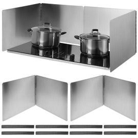 2 Pcs Grease Splatter Guards, 2-Sided Oil Splash Boards for Stove, Foldable Stainless Steel Backsplash, Anti-grease Frying Pan Splatter Guards, Cooking Heat Insulation Boards, 15.7×15.7×11.8"