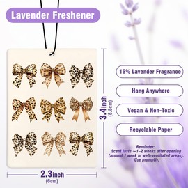 DSHFG Preppy Funky Cheetah Bow Car Air Freshener Hanging 3Pcs, Preppy Leopard Coquette Bow Air Freshener for Cars Closet Drawer or Books, Funny Car Accessories Mirror Decor for Women