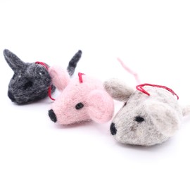 Cat Toy Mouse, 3 Interactive Felt Mice, Eco & Pet-Friendly, Cat Tree Tower House Pounce Toy, Loop Hanging Dangle Mouse