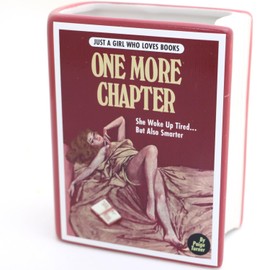 One More Chapter book vase, pencil holder, ceramic book shaped pulp novel parody