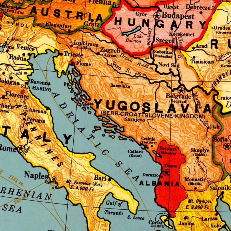 Antiguos Maps Bacon's Standard Wall MAP of EUROPE circa 1921
