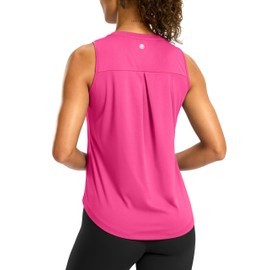 G Gradual Workout Tank Top for Women Sleeveless Athletic Yoga Tops High Neck Quick Dry Running Tennis Sports Shirts for Women(Magenta,XL)