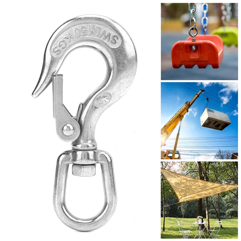 5pcs Stainless Steel Eye Slip Hook with Safety Latch Lifting
