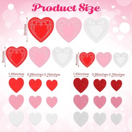 Resholder 300 Pcs Valentine Heart Doilies, 300 Foam Heart Stickers Valentines Day Crafts Set White Red Pink Doily Paper for Valentine's Day Decoration Gifts Party Favors Decor