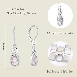 Starchenie Infinity Hoop Earrings, Women's Earrings 925 Silver, Dangling earrings with 3A Cubic Zirconia Birthstone for Women, Cubic Zirconia
