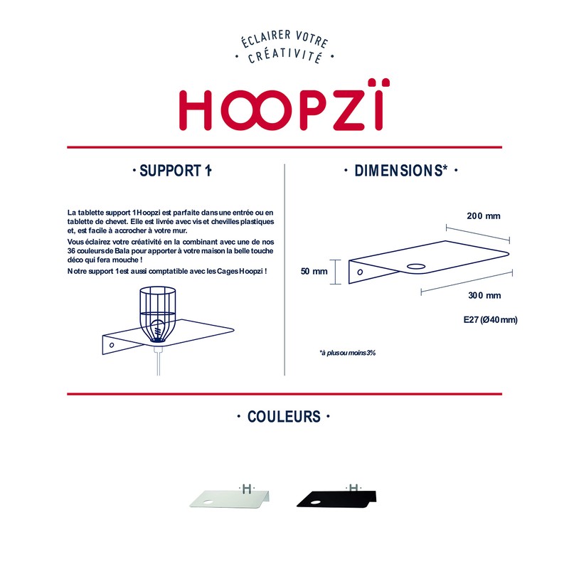 Hoopzi - Long holder - 7 colours - Mounting system