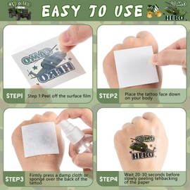 144 Sheets Camouflage Tattoo Camouflage Army Party Favors Military Tank Helicopter Fake Tattoos Stickers for Men Boys, 9 Styles