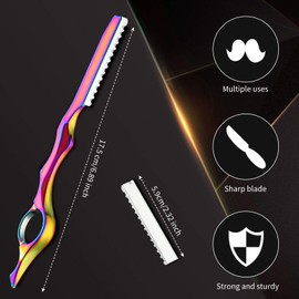 11 Pieces Hair Styling Razor Hair Thinning Comb Hair Texturizing Cutting Razor Comb with Replacement Stainless Steel Razors for Salon Home Use (Vivid Neon)