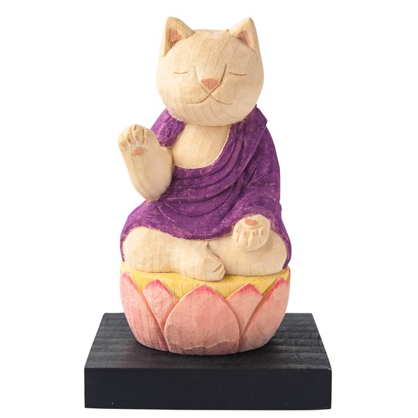 Cat buddha Amitabha Nyorai (Guardian Honzon of the Year of the Dog and Boar), Sculpted by Sakai Buddha _ Zodiac Protection Honzon, Maneki Neko Figurine (NB8 Amida)