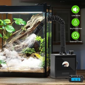 Reptile Fogger Humidifier for Glass Terrariums, Auto-Refill Misting System with Timer, Suitable for Reptiles/Amphibians/Grow Tents
