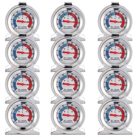 12 Pack Stainless Steel Refrigerator Freezer Thermometer Large Dial Analog Thermometer for Refrigerator Freezer Fridge Cooler