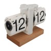 Flip Desk Clock Auto Mechanical Flip 12H AM PM Wood